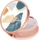 Rouidr Pill Box, 3 Segment Medicine Pill Case, Lille Metal Travel Medicine Box for purse & Pocket, Rose Gold, Abstract Boho Leaf
