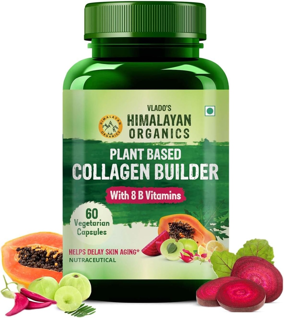 Himalayan Organics Organics Organic Collagen Builder til hår og hud med Biotin & C-vitamin (60 kapsler)