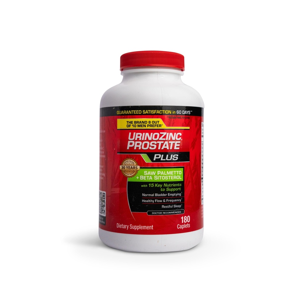 Urinozink Plus - Prostata supplement med Beta sitosterol & Saw Palmetto - Reducer hyppig vandladning bekymringer og støtte din Prostata sundhed, 180 kapsler