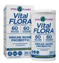 Vital Planet - Vital Flora Immun Support Probiotic, 60 Millioner CFU, 60 Diverse Strops, 7 Organic Mushroom Supplement Blend med Prebiotika, Hylde Stabil fordøjelig sundhed Probiotika 30 Kapsler