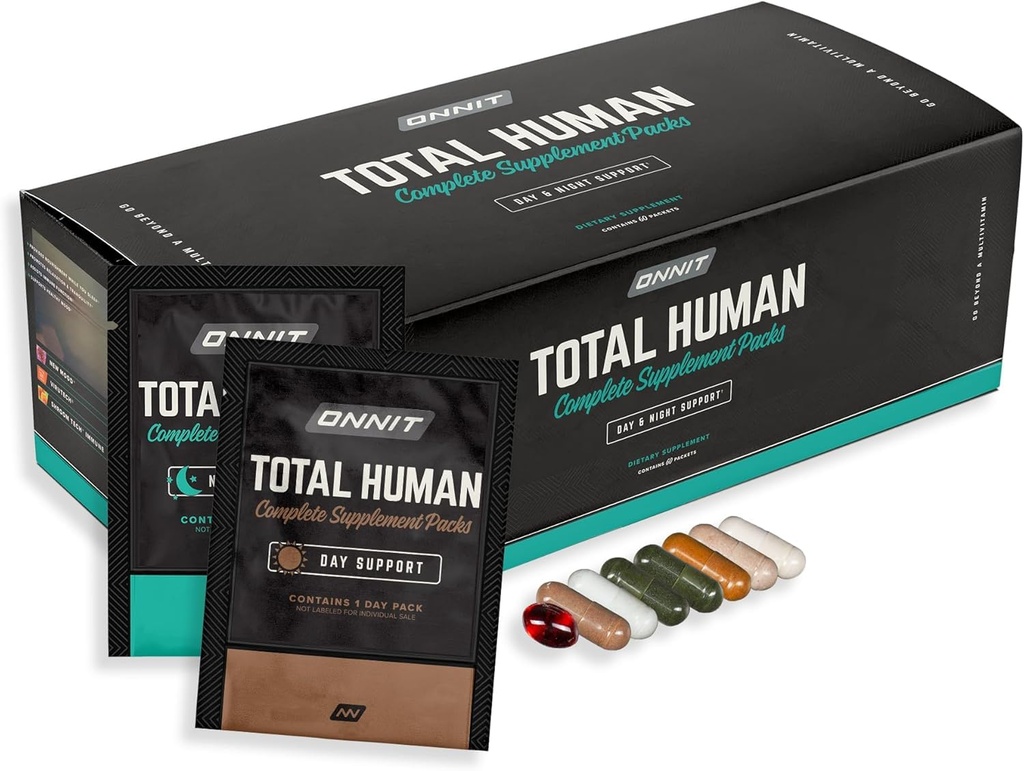 ONNIT Total Menneskelige Dag og Nat Vitamin pakker til mænd og kvinder, Capsule, Voksen Multivitamin, 30-dages forsyning