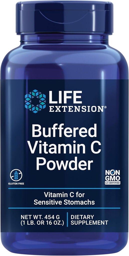 Life Extension Buffered C-vitamin pulver, Buffering Minerals, Calcium, Magnesium, kalium & zink, for følsomme maver, Gluten Free, Non- GMO, Vegetar, 454 Bedste, Om 84 Servere