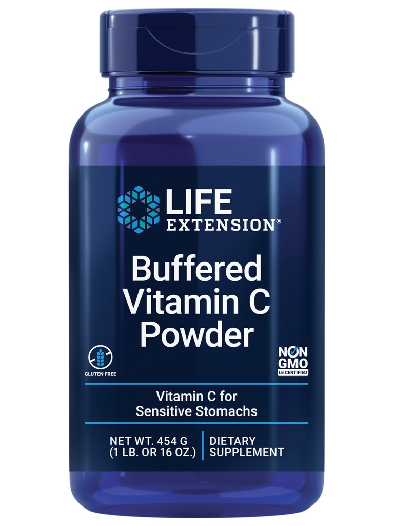 Life Extension Buffered C-vitamin pulver, Buffering Minerals, Calcium, Magnesium, kalium & zink, for følsomme maver, Gluten Free, Non- GMO, Vegetar, 454 Bedste, Om 84 Servere
