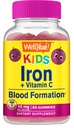 WellYe Iron Gummies for Kids with Vitamin C - Anæmi Support, Red Blood Cell Formation, Energy, og Immunity Support Gummy, Iron Supplements for Kids - GMO fri, Natural Grape Flavor - 60 Greve