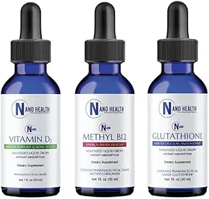 Nano Essential Wellness Bundle Combines 3 mesterlig sundhed fremme produkter: Nano Glutathion, Nano Methyl B- 12 & Nano Vitamin D3