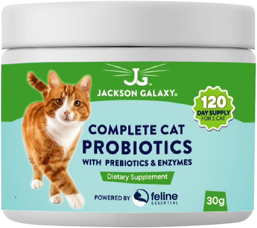Komplet Cat Probiotika med Prebiotika & Enzymer af Jackson Galaxy - fordøjelsesstøtte, immuntilskud Kosttilskud - Lavet i USA