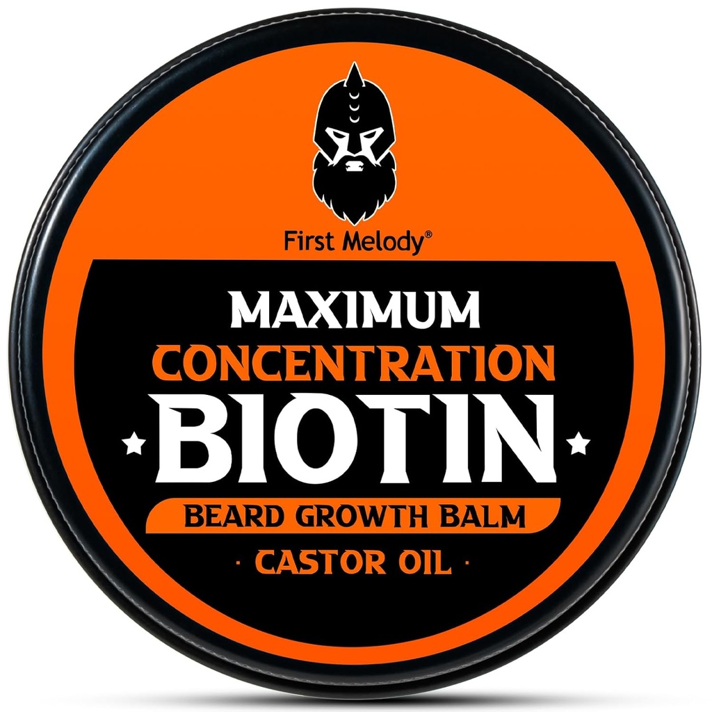 Beard Balm, 2X Koncentration Biotin, med Castor Oil og Argan & Jojoba Oliils, fremmer Beard Growth, Styles, Stronthers & Softens Beards & Mustaches, 2 Ounce