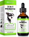Probiotika til hunde, Natural 3 i 1 Hund Probiotiske Drops Hjælper Relieve Diarré, Understøtter Gut Sundhed, Itchy Hud, Allergier, Immunitet, fordøjelsesenzymer for hund supplement, Bacon Flavor - 60ml / 2 fl.oz