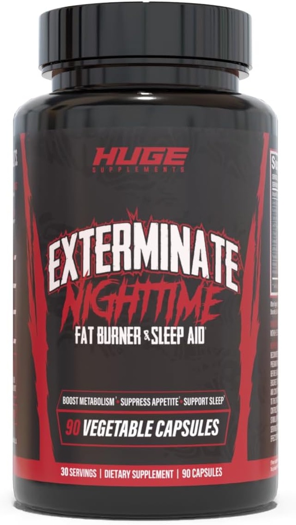 Huge Supplements Exterminate Thermogenic Fat Burner for Men & Women, Supports Weight Loss, Enhances Metabolism, Boosts Caloric Expenditure & Appetite Suppression - 100% Stimulant-Free (No Caffeine)