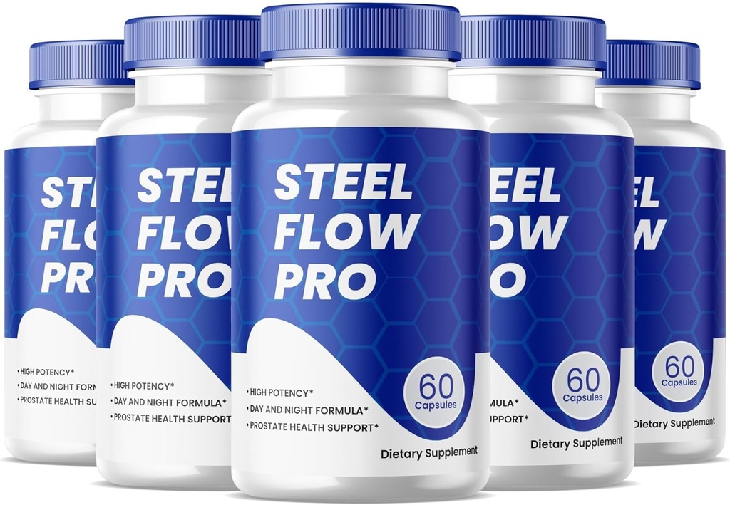 Steel Flow Pro kapsler, Prostata sundhed supplement piller - maksimal styrke, understøtter Prostata sundhed, Alle naturlige formel pakke med 5 (300 kapsler)