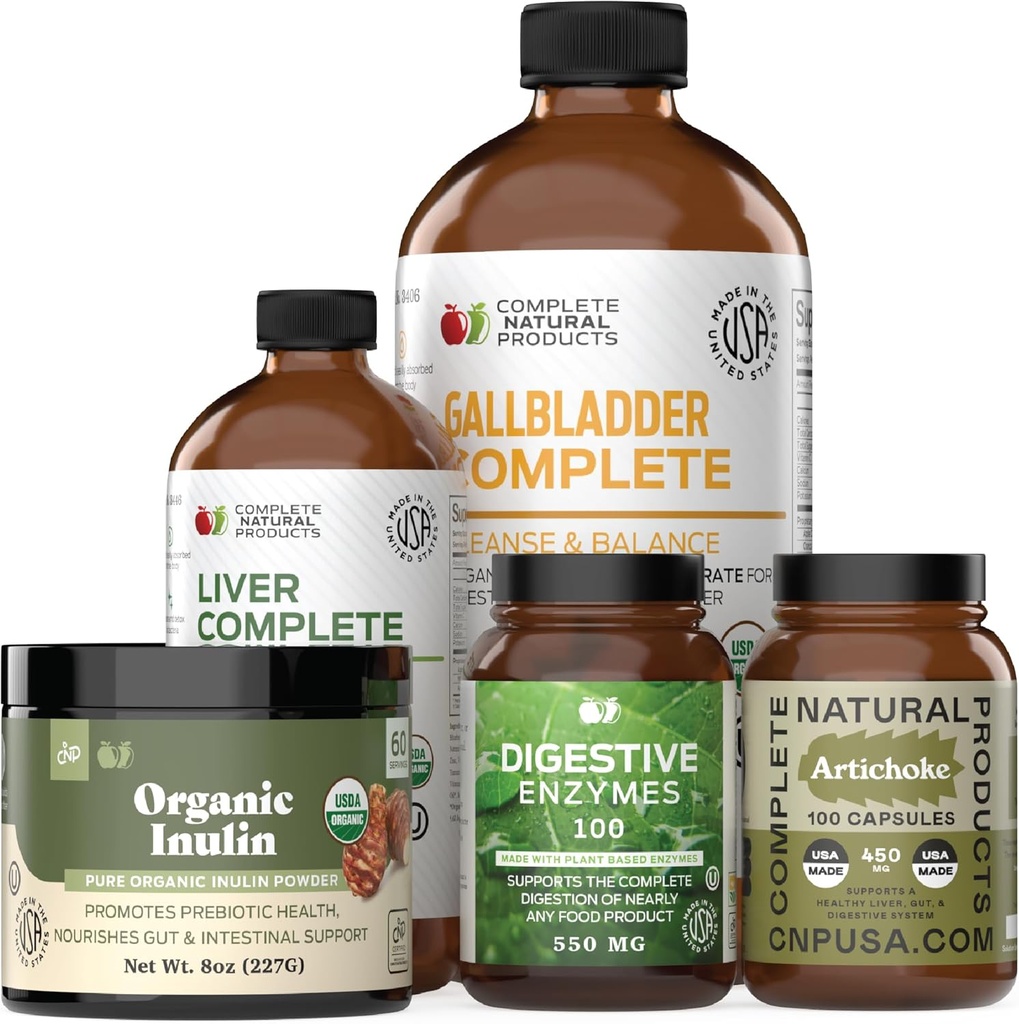 Komplet Natural Products Fordøjelse og Gut Health Bundle - Fuld Detox og fordøjelsesbalance Cleanse