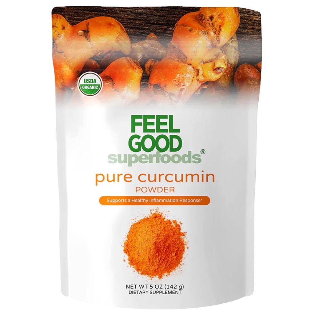 FOEL GOD Superfoods Pure Curcumin Powder, Organic, Non- GMO, Vegan fra Bulk Ground Gurkemeje Root fra Indien, Curcuma Longa fælles tillæg, 5 oz