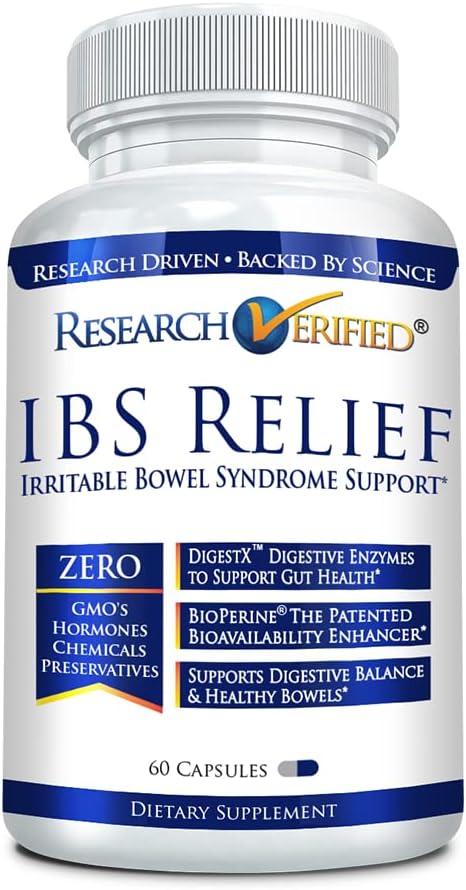 Forskning Verificeret IBS Relief - naturlige fordøjelsesenzymer, BioPerine - 60 kapsler - pakke med 1 stk.