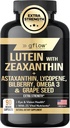 Lutein and Zeaxanthin Supplements - Advanced Eye Vitamins with Astaxanthin, Omega 3, Resveratrol, Bilberry, Lycopene, Quercetin, Ginkgo Biloba, Vitamin D | Health Vision | Made in USA