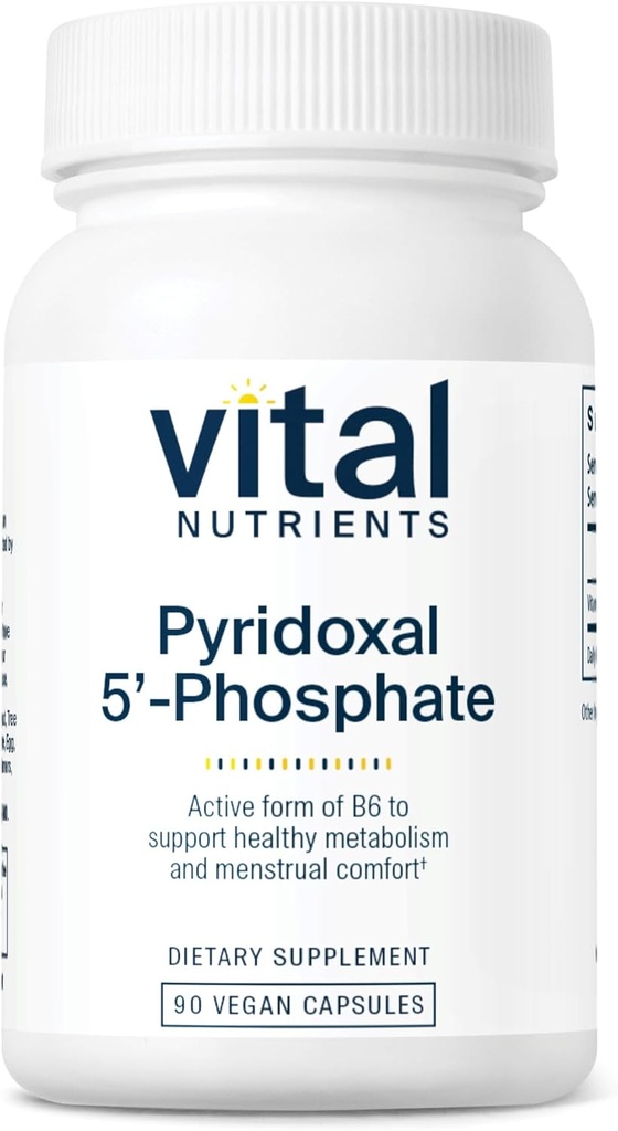 Vital Nutrients Pyridoxal- 5 Fosfat- 1 4; Aktiveret vitamin B6 1 4; Metyleret B6 til Metabolisme, PMS og Menstruel Support * 1 4; Højstyrke P5P Supplement 1 4; Gluten, Dairy, Soy Free