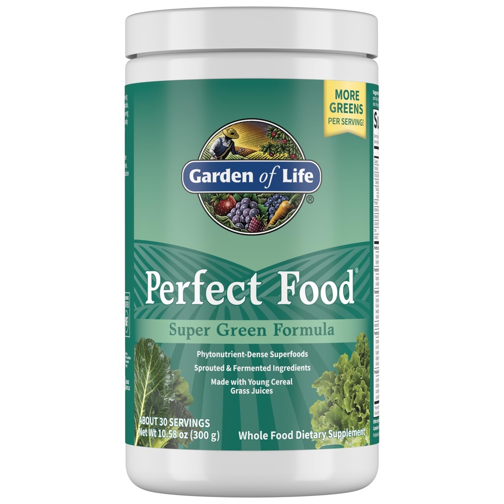 Have of Life Perfect Food Super Green Formel - 30 Servering, 45 Superfoods, Grønne, Frugt og Veggie Juice Superfood Powder Supplement, Probiotika, Organic Spirulina for fordøjelse og immunforsvar