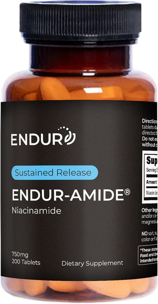 ENDUR-Amide, Support for Healthy Aging & Cellular Health, Helps Maintain Skin & Whole Body Health, Gluten Free, 750mg (200 Tablets)