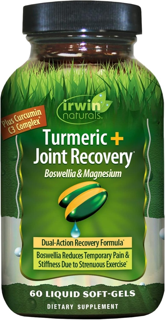 Gurkemeje Efter Sport af Irwin Naturals, med Boswellia & Magnesium, Kraftfuld post-workout Inddrivelse, 60 flydende Soft- Gels