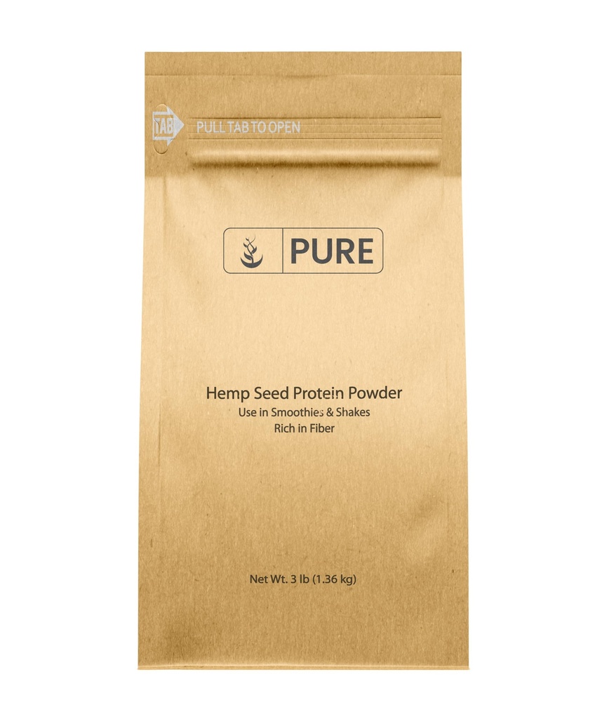 Pure Original Ingredienser Hamp Seed Protein Powder (3 LB) Smoothies & Shakes, Nutty Flavor, Glat Texture