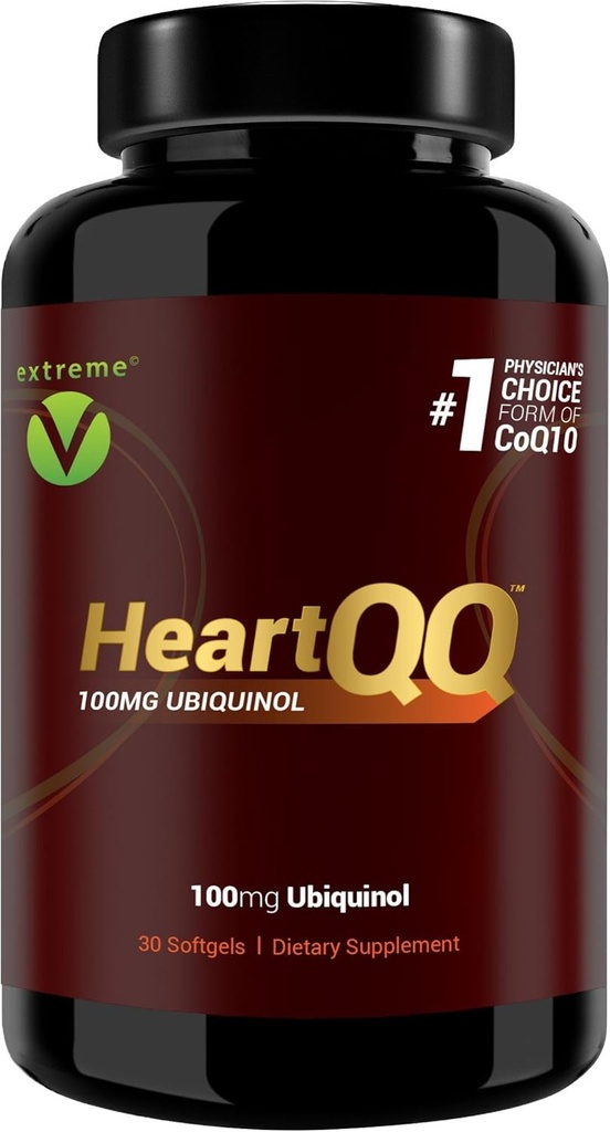 HeartQQ HØJT Absorption Ubiquinol (QH), Active CoQ10 300% Greater Absorption, 1 anbefalet form af CoQ10. 100 mg Ubiquinol (Vegetarisk Softgel)