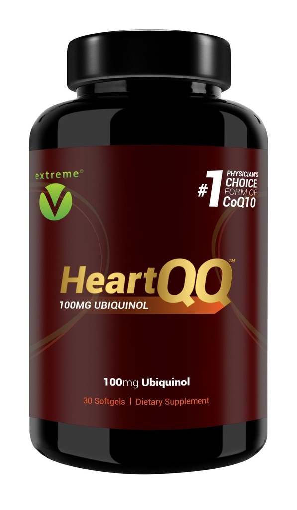 HeartQQ HØJT Absorption Ubiquinol (QH), Active CoQ10 300% Greater Absorption, 1 anbefalet form af CoQ10. 100 mg Ubiquinol (Vegetarisk Softgel)