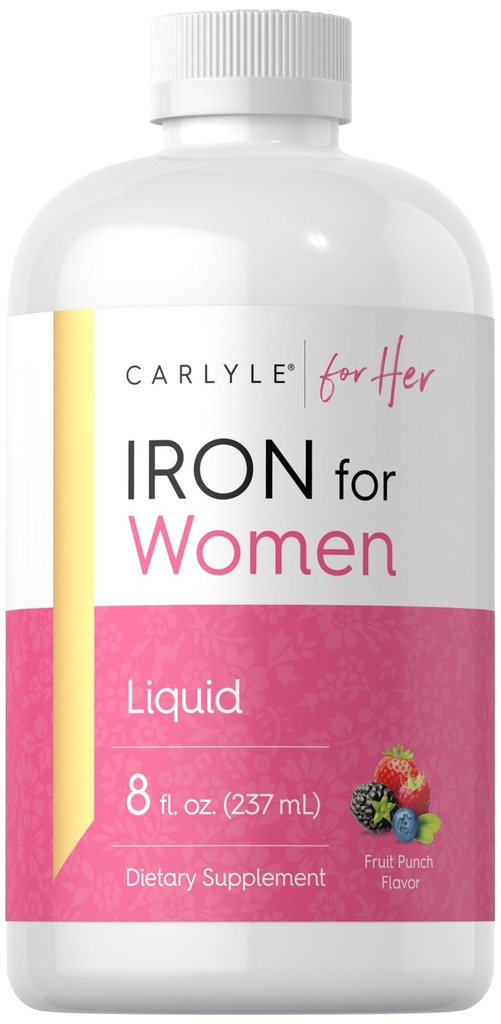 Carlyle flydende jern supplement til kvinder i 124; 8 fl oz Dryps • 124; Frugt Punch Flavor • 124; Vegetar, ikke-GMO, Gluten Free