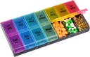 Stor kapacitet Weekly Pill Organizer, 7 Dag 2 gange en dag Store kompartmenter Pill Cases, AM / PM BPA- Free Pill Box Design for Vitaminer Fish Oil Kosttilskud Gigt Friendly (Rainbow)