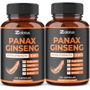 Zolotus Koreansk Rød Panax Ginseng + Ginkgo Biloba, Ashwagandha, Beetroot, Green Tea - 120 Kapsler (Pack of 2)