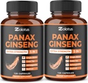 Zolotus Koreansk Rød Panax Ginseng + Ginkgo Biloba, Ashwagandha, Beetroot, Green Tea - 120 Kapsler (Pack of 2)