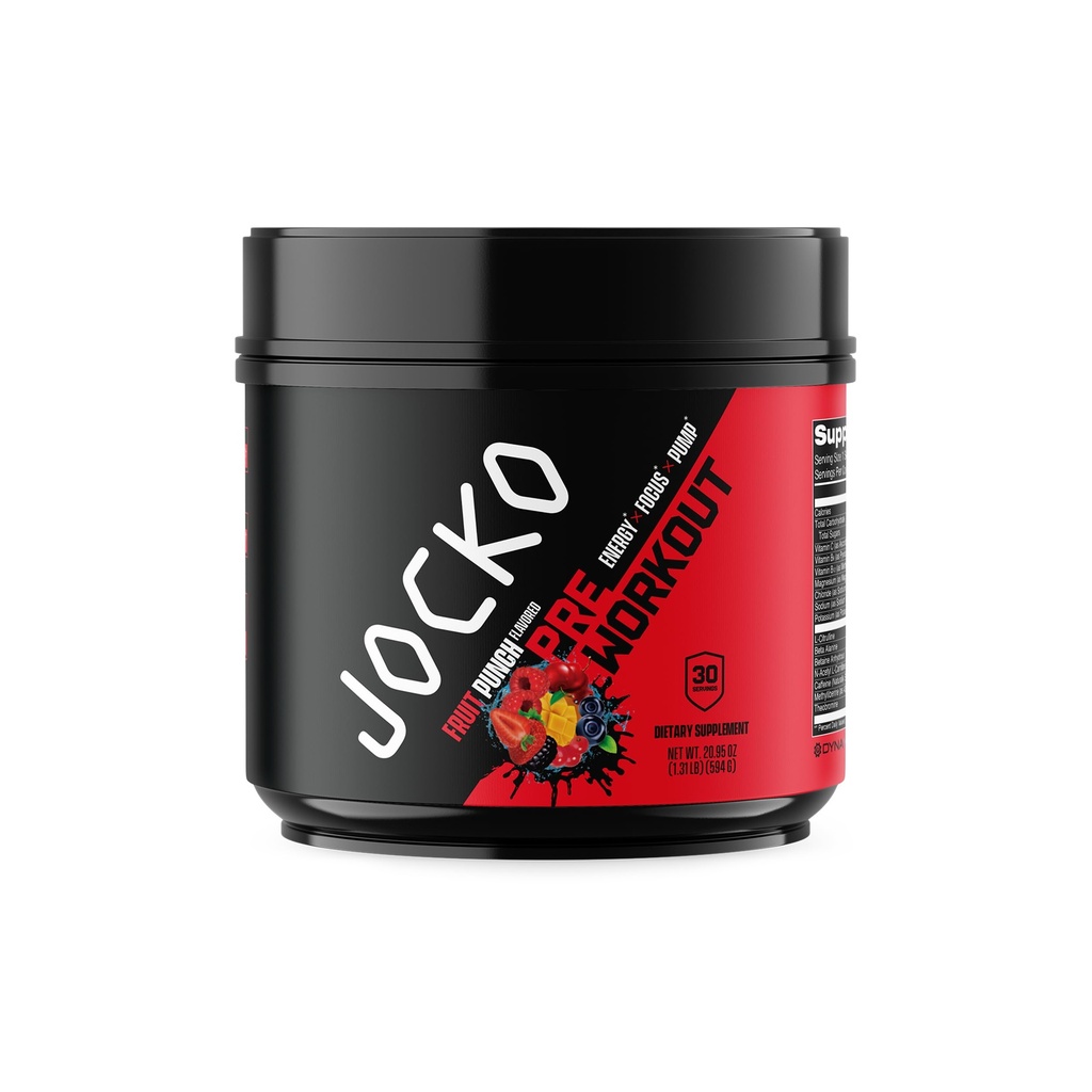 Jocko Fuel Pre Workout for mænd og kvinder - High Stim Low Sugar Blend med Beta Alanine + L- Citrullin, Support Muscle Pump, Energy, & Recovery, 200mg af Koffein Fruit Punch, 30 Servering 1.31lbs (594 G)