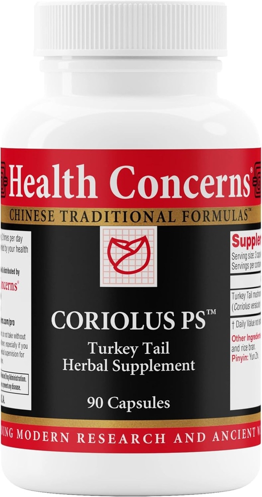 Sundhed Bekymringer Coriolus PS - Tyrkiet Tail Mushroom Supplement for immunforsvar & Gut Sundhed - Mikrobiome Balance - Køling Kinesisk Herb - 1500mg Tyrkiet Hale Per Servering - 90 Kapsler