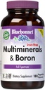 Bluebonnet Multi Minerals Supplement Plus Boron Chelated Magnesium Kalium Copper Selenium Mangan Chrom & Zink Complex for Women & Men - Ingen jern, Non- GMO, Gluten- fri - 180 Vegetabilske kapsler
