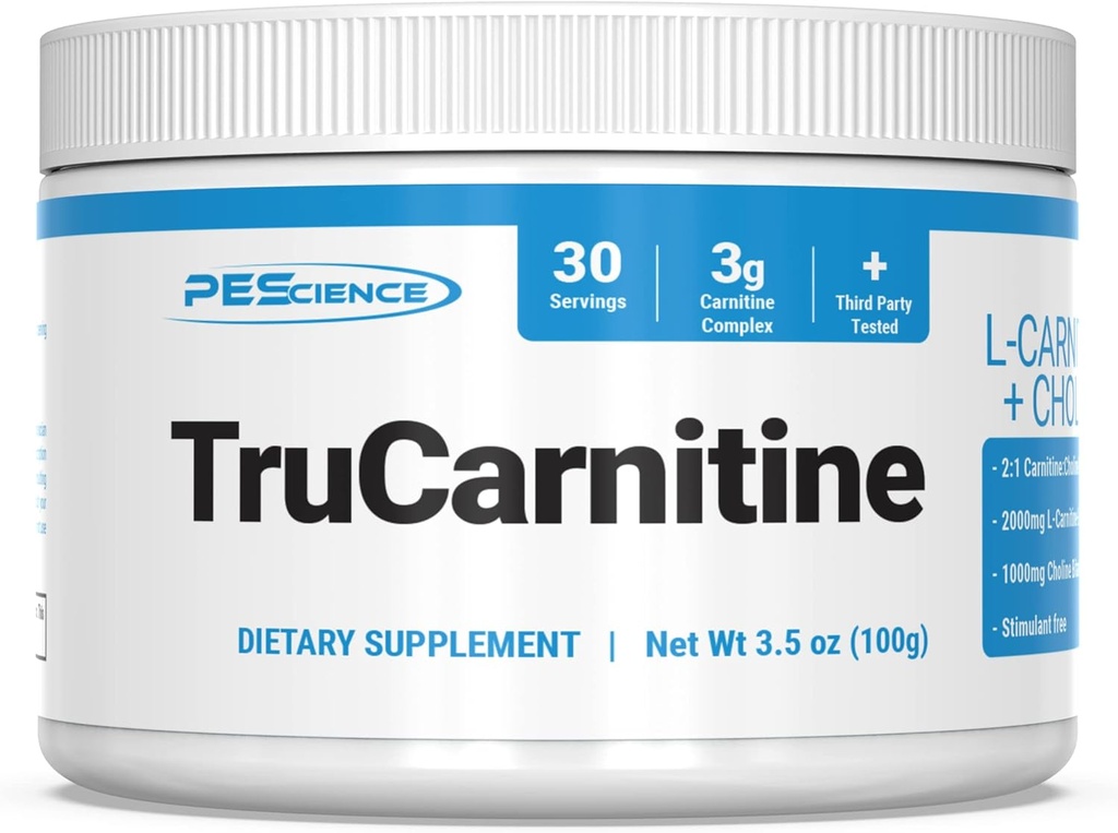 PEScience TruCarnitin, L- Carnitine- L- tartrat, Superior Absorption Formel med Cholin, 30 Servering, 3000 mg