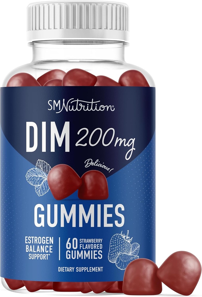 DIM Gummy; 124; 200mg Gummy Balance Gummies for PMS, Menopause, Hormonal Acne & More; Estrogen Balance & Detox for kvinder og mænd; med 50mg Beet Root for Antioxidant Support; Gluten- Free