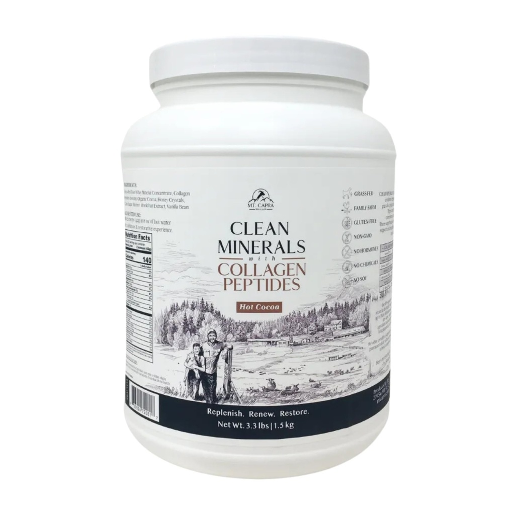 Mt. Capra Clean Minerals with Collagen Peptider Mezzogiorno 124; Sund varm kakao med mineraler fra Gedemælk Whey og Grass- Fed Type I og III Collagen Peptider til 10 g Protein Mezzogiorno 124; 35 Servering - 3.3 Pounds