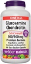Webber Naturals Glucosamin Chondroitin med vitamin D3, ekstra styrke, 500 / 400 mg, Premium Formel, 300 Let at sluge kapsler