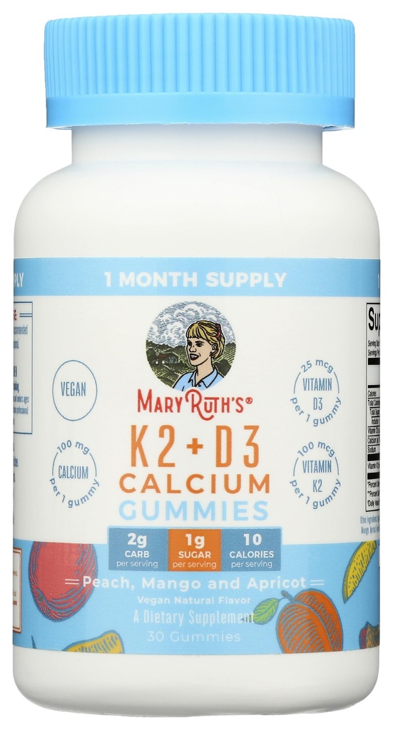 Mary Ruth 's Vitamin K2 & D3 + Calcium Gummies, 30 Ct