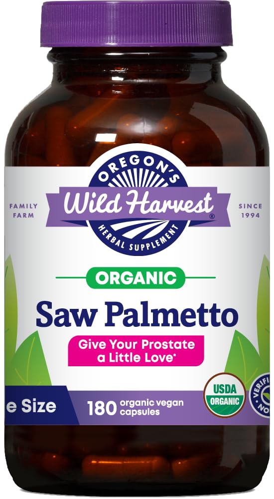 Oregon 's Wild Harvest Certified Organic Saw Palmetto Herbal Capsules, 180 Greve