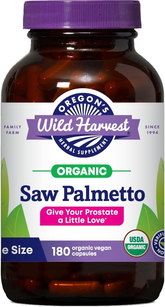 Oregon 's Wild Harvest Certified Organic Saw Palmetto Herbal Capsules, 180 Greve
