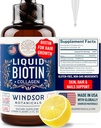 Flydende biotin til hårvækst kollagen - Biotin Flydende 10,000mcg Collagen 5,000mcg Ekstra styrke Væske - Flydende kollagen og biotin dråber til hårvækst - Biotin og kollagen dråber til kvinder - 2oz