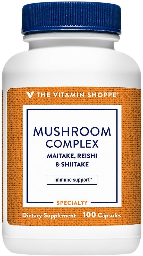 The Vitamin Shoppe Mushroom Complex, (Maitake, Reishi & Shiitake) Antioxidant, der understøtter immunsystemet og sund hjerne (100 kapsler)