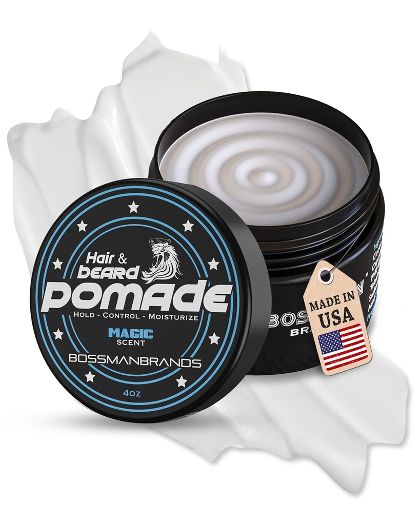 Bossman Hair & Beard Pomade til mænd (Magic Duft) - Medium Hold & Fugt til hår, Beard & Mustache Styling - Made in USA