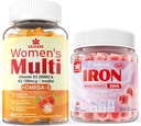 Vegansk jerngummier + kvinder multivitamin gummier