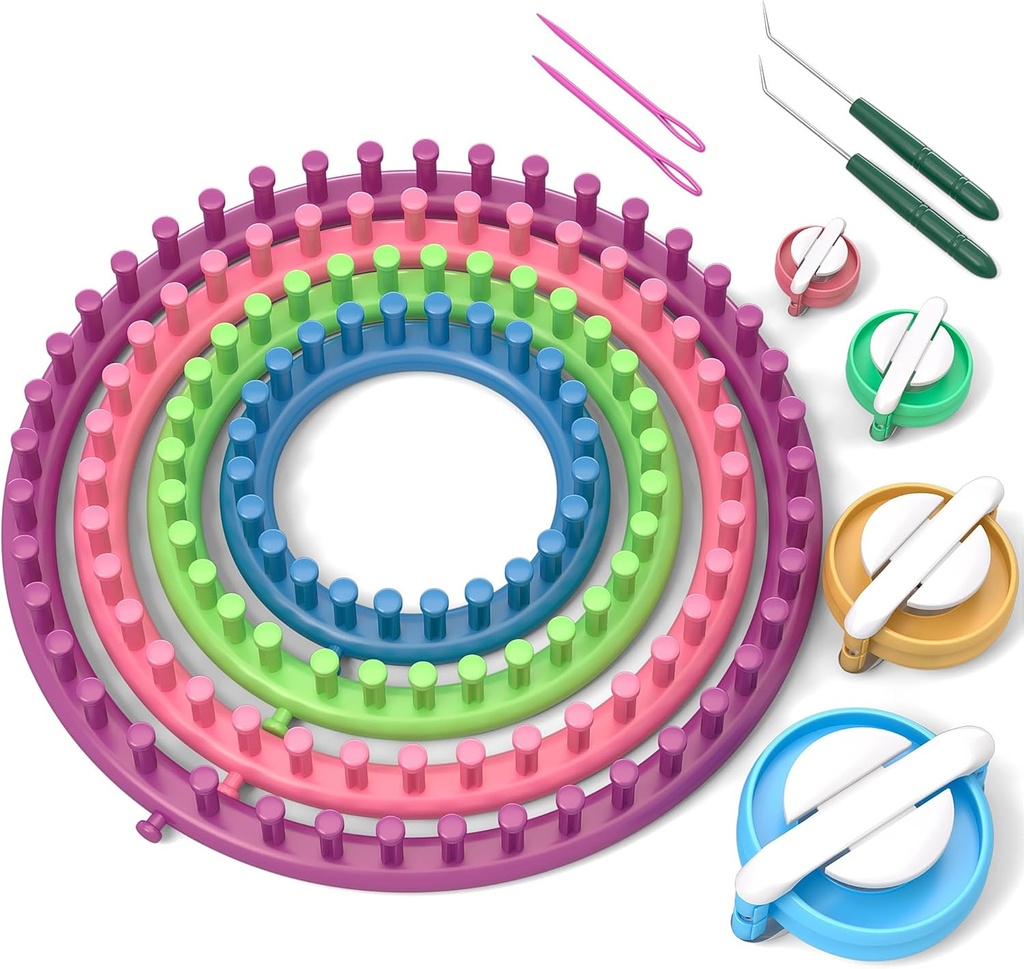 READAEER Runde Strikke looms sæt Craft Kit værktøj med krog nål og Pompom Maker