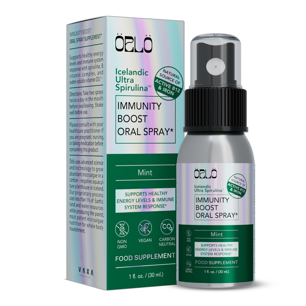 Orlo Immunity Boost Multivitamin supplement til voksne spray - Spirulina, Bioactive Vitamin B Complex, B12 Methylcobalamin, Vitamin D3 - Energi, hjerne og immunforsvar (op til 60 Servere)