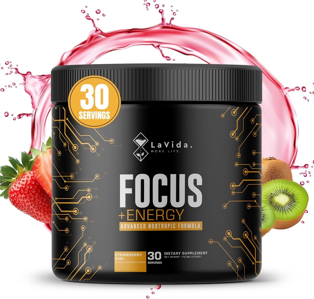 LAVIDA Focus + Energy Note 124; Low- Stim Pre- workout for travle professors