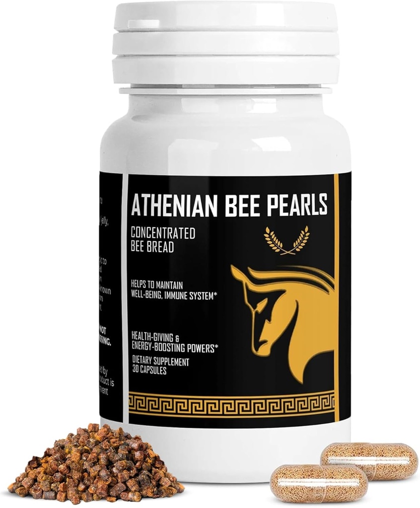 Bee Pollen Supplement Athenian Bee Pearls Buddha 124; Naturlig Immunitet & Vitality Support Bee Pollen Capsule Buddha 124; Spartan Bee Brød Extract & Vitamin C Buddha 124; Ikke GMO, Intet syntetisk, Alle naturlige økologiske Bee Pollen
