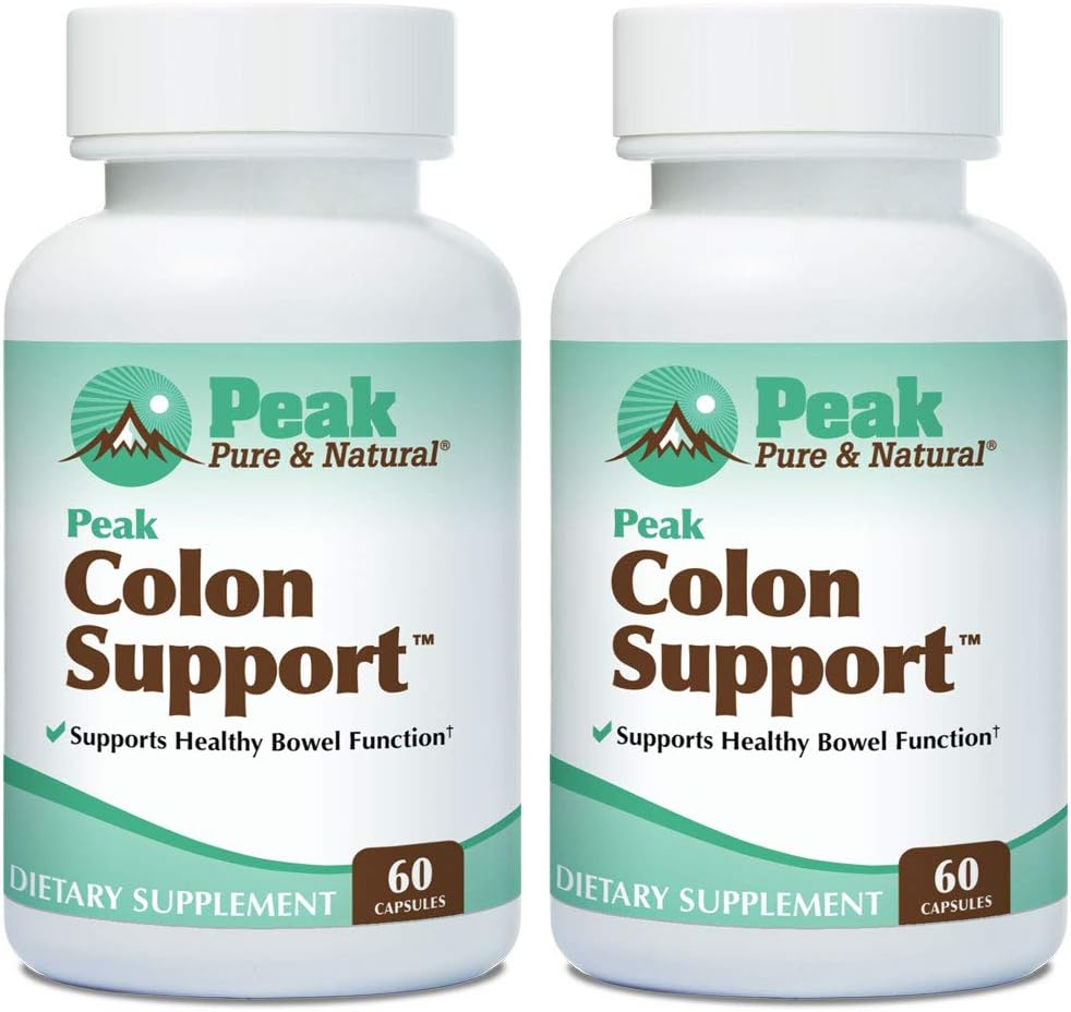 Peak Pure & Natural Colon Support - Colon Cleanse og Detox supplement til fordøjelsessygdomme - Gut Health Support med Inulin og Senna Leaf Ekstrakter - med fibre, Prebiotika, og Probiotika - 2 Pack