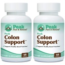Peak Pure & Natural Colon Support - Colon Cleanse and Detox Supplement for Digestive Health - Gut Health Support with Inulin and Senna Leaf Extracts - with Fiber, Prebiotics, and Probiotics - 2 Pack