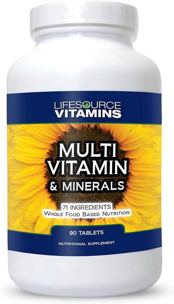 LifeSourceVitaminer LifeSource Vitaminer Hele fødevarer Multivitamin & Mineraler med 71 Alle naturlige ingredienser, Probiotika, fordøjelsesenzymer, Chelated Minerals og non-GMO, 90 tabletter